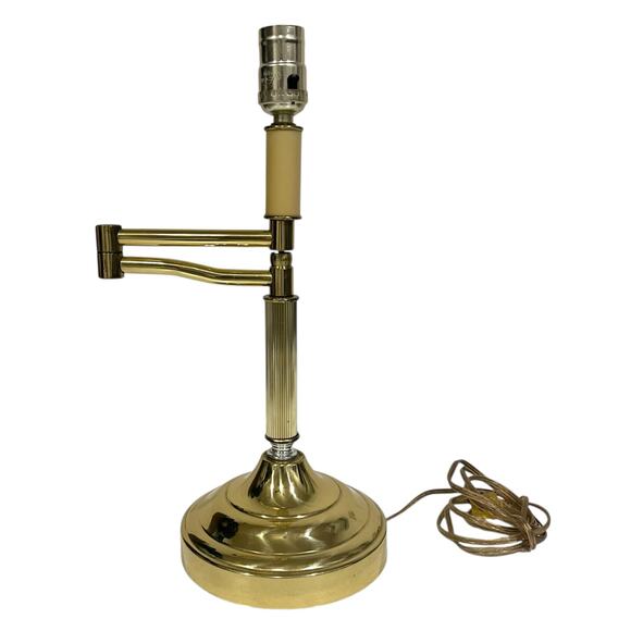 Vintage Swing Arm Brass 13” Table Desk Lamp Underwriters Laboratories - Picture 7 of 11